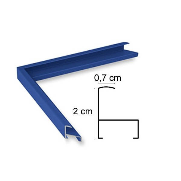 Cadre Aluminium bleu 50x65 avec Plexiglas et dos sur cadre et encadrement.fr